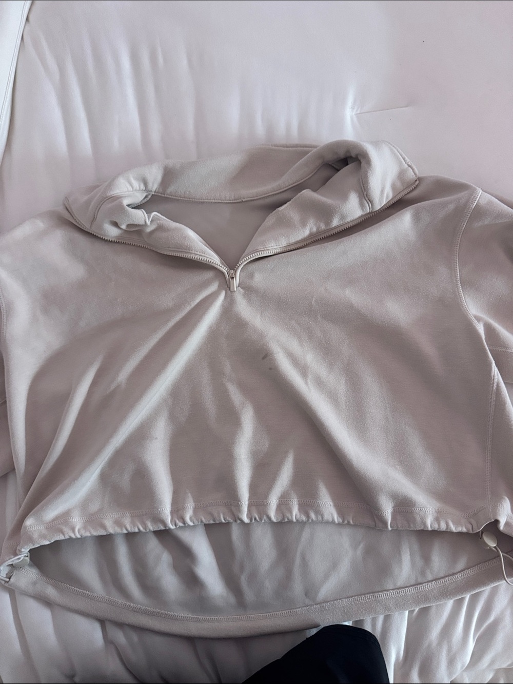 Women’s Half-Zip Cropped Pullover - Light Gray